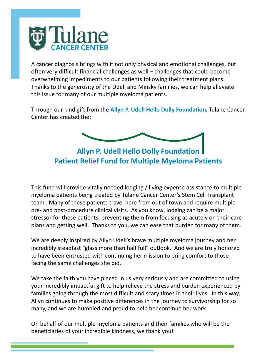 Document preview: Patient Relief Fund for Multiple Myeloma Patients