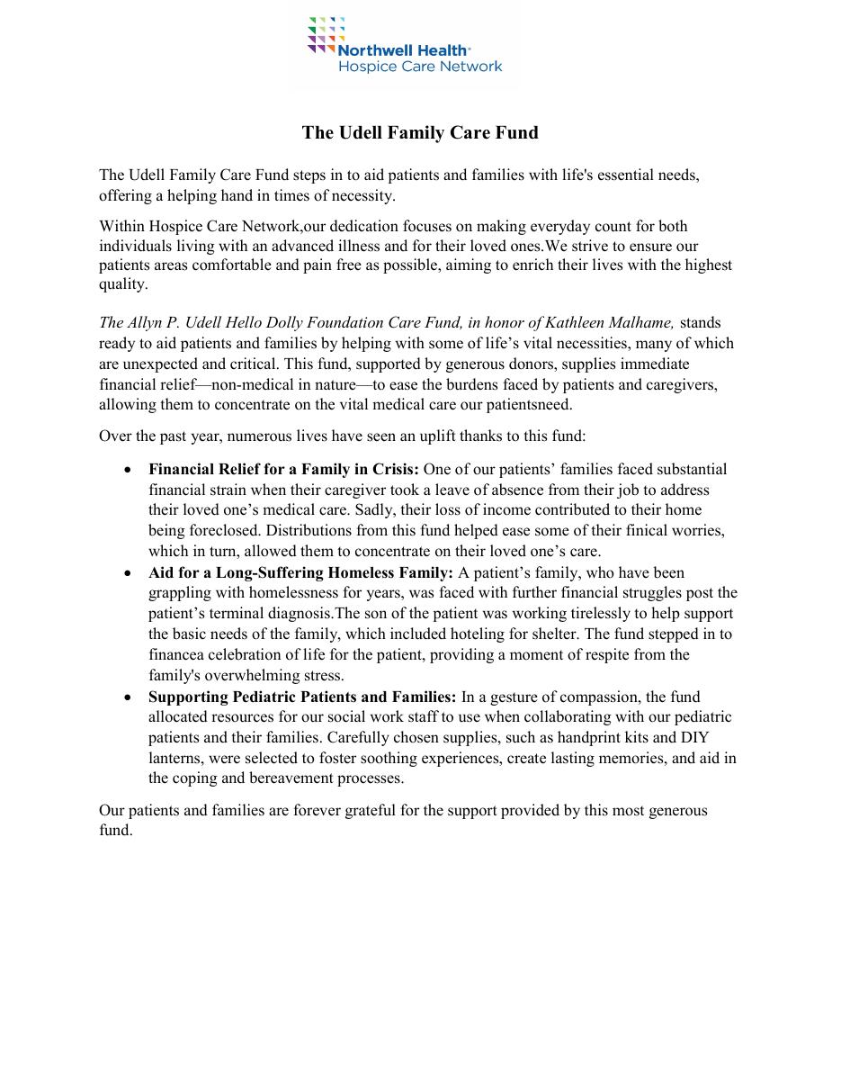 Document preview: The Udell Family Care Fund