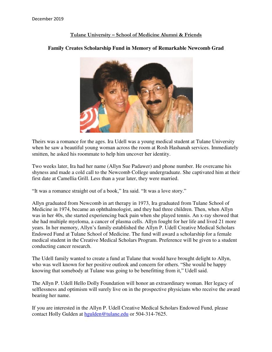 Document preview: Tulane School of Medicine Alumni & Friends